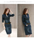 Slimming Women's Denim Dress Medium Length Short Sleeves Smooth Silhouette